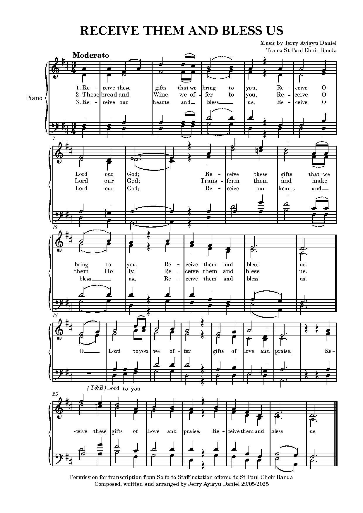 Receive Them And Bless Us - Download Choir Script PDF