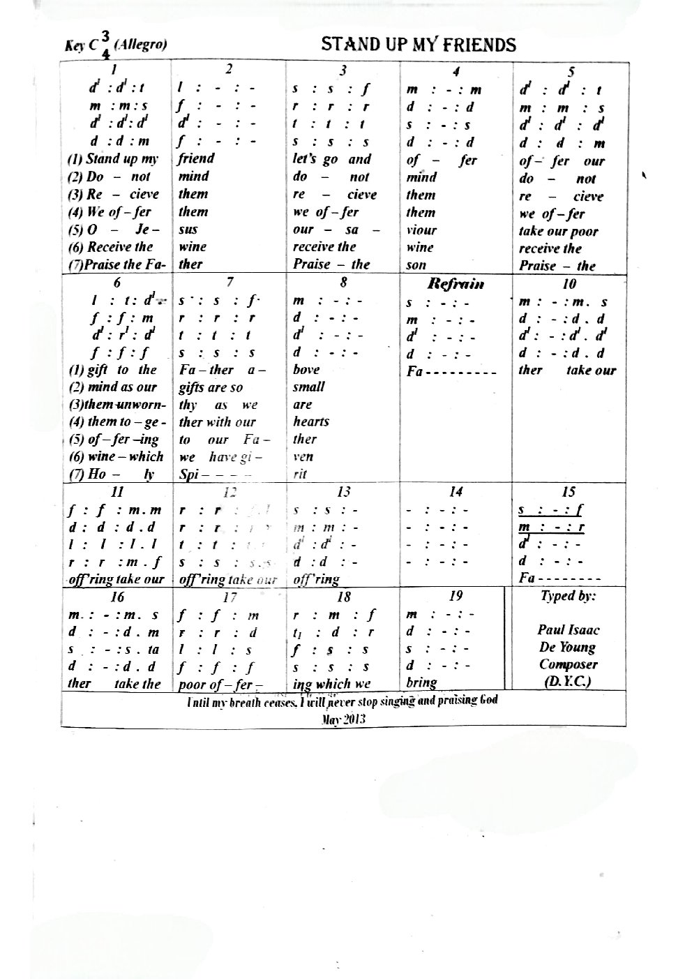 STAND UP MY FRIENDS - Choir Script PDF Thumbnail
