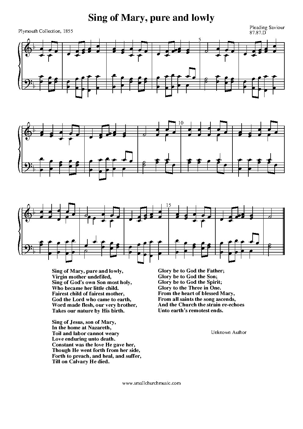 Sing of Mary, pure and lowly