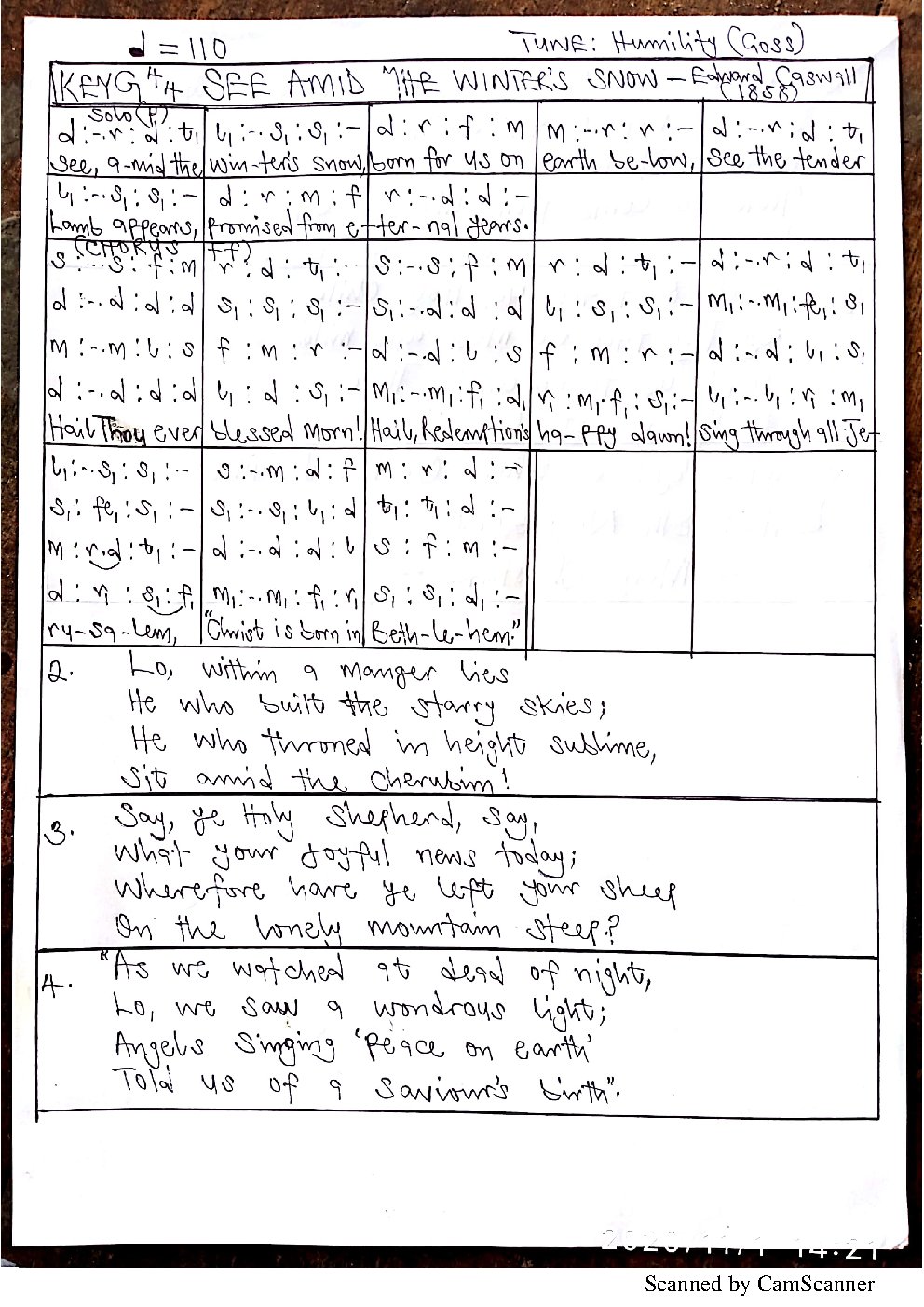 SEE AMID THE WINTER'S SNOW - Choir Script PDF Thumbnail