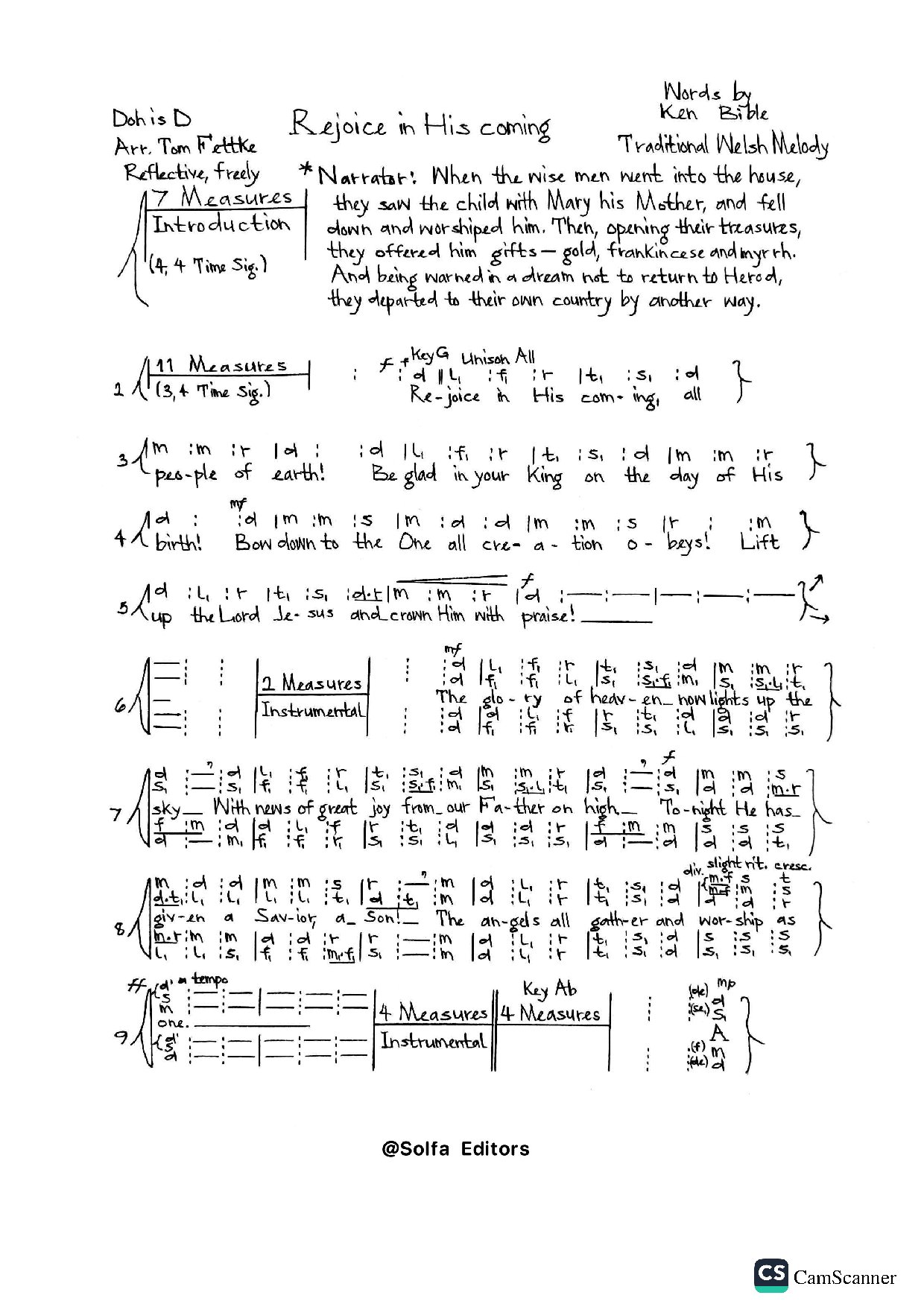 (Christmas) Rejoice In His Coming - Fettke - Download Choir Script PDF