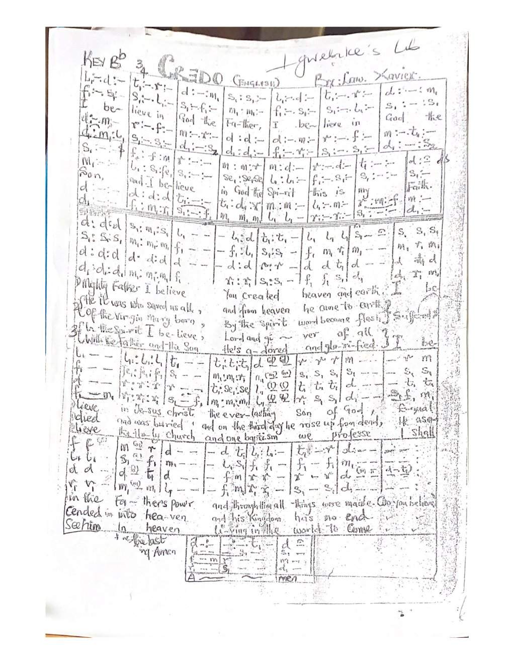 CREDO (ENGLISH) - Choir Script PDF Thumbnail