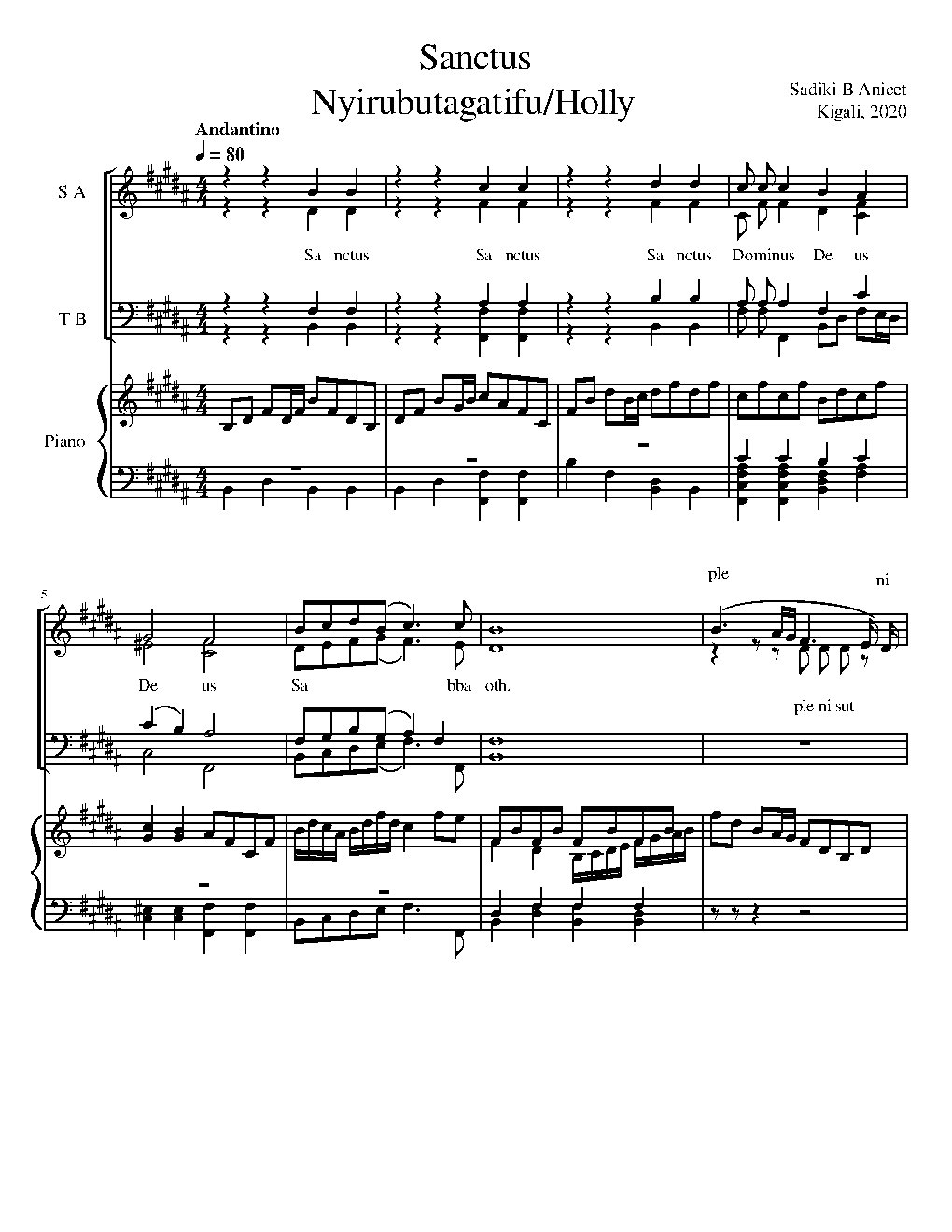 Sanctus Nyirubutagatifu/Holly