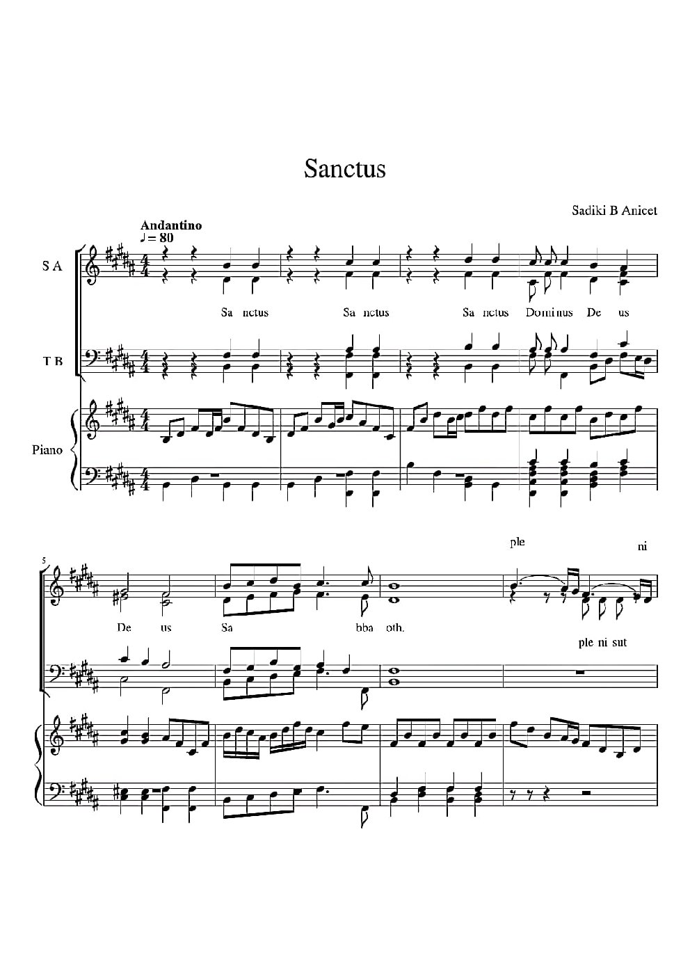 Sanctus - Choir Script PDF Thumbnail
