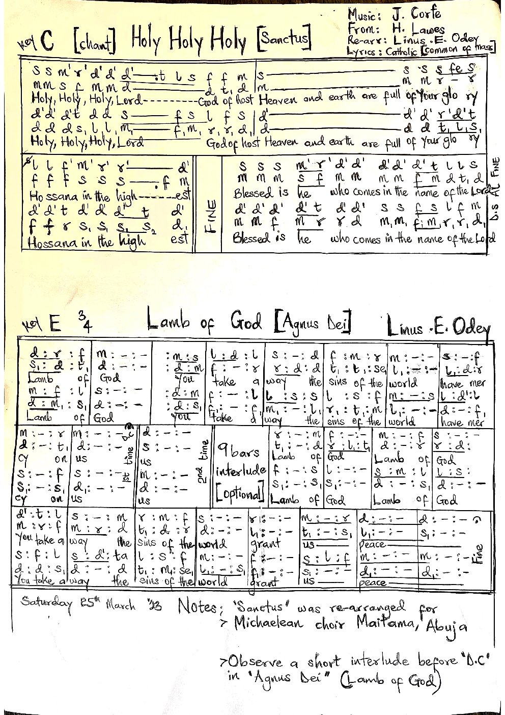 Sanctus and Agnus Dei