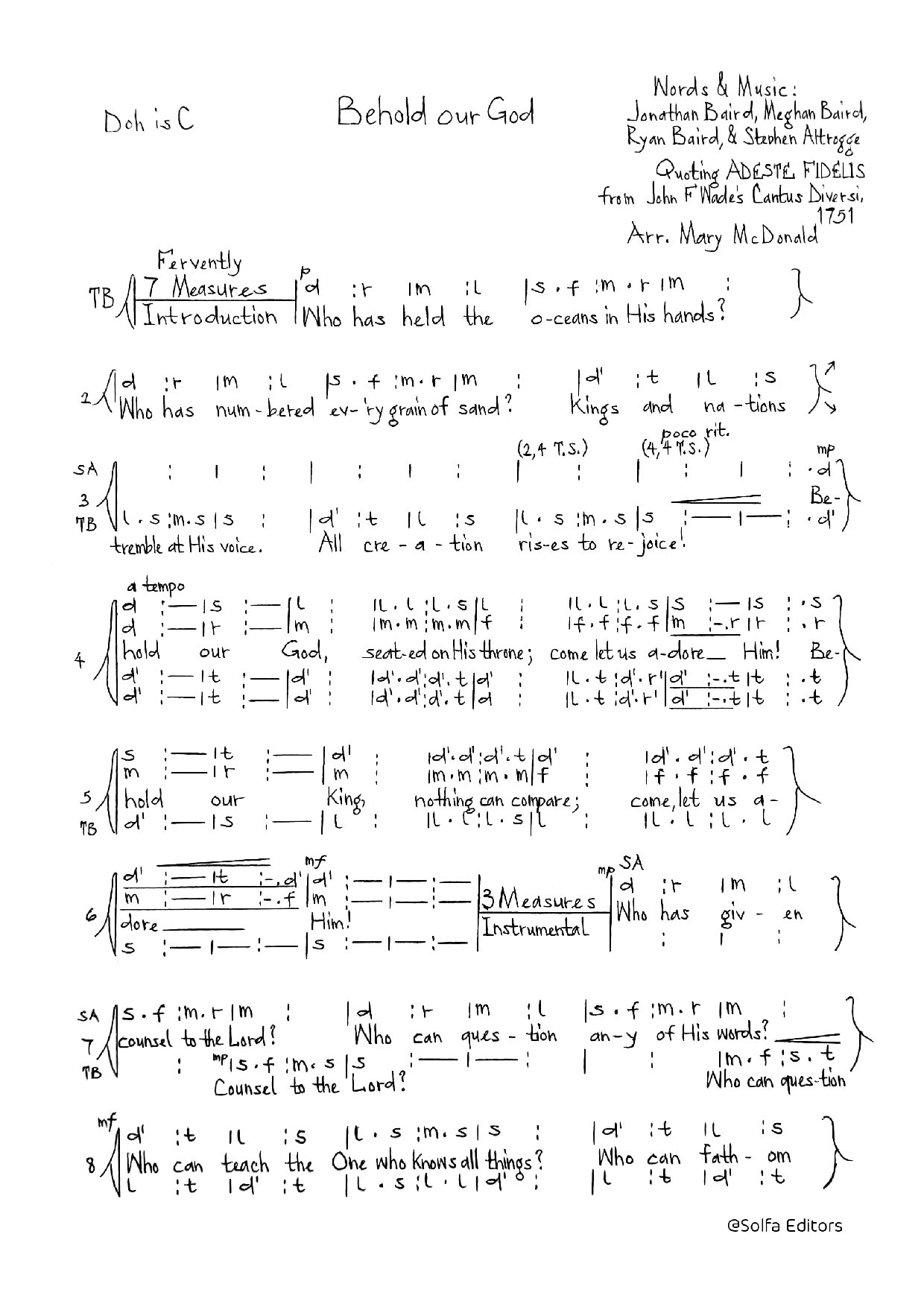 (Christmas) Behold Our God - Mcdonald - Download Choir Script PDF