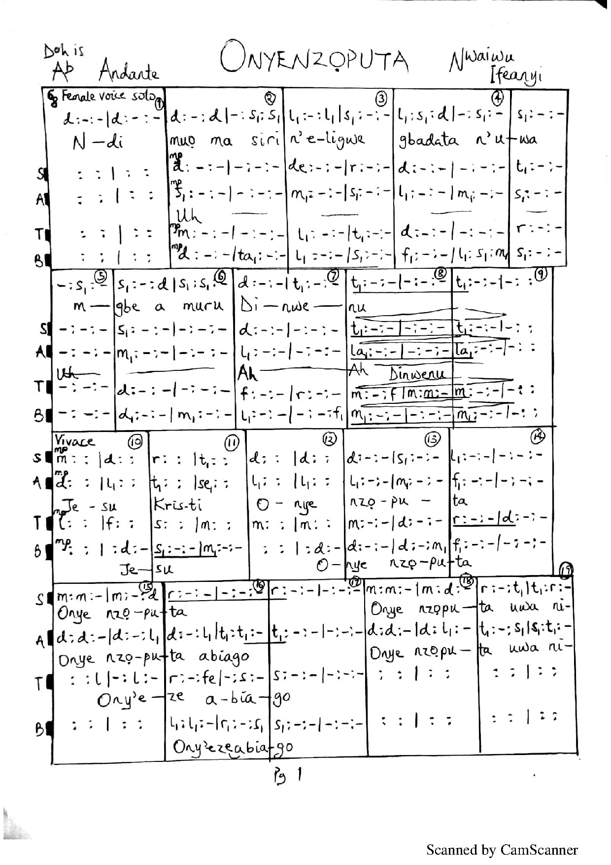 (Christmas) Onyenzoputa(nwaiwu Ifeanyi) - Download Choir Script PDF