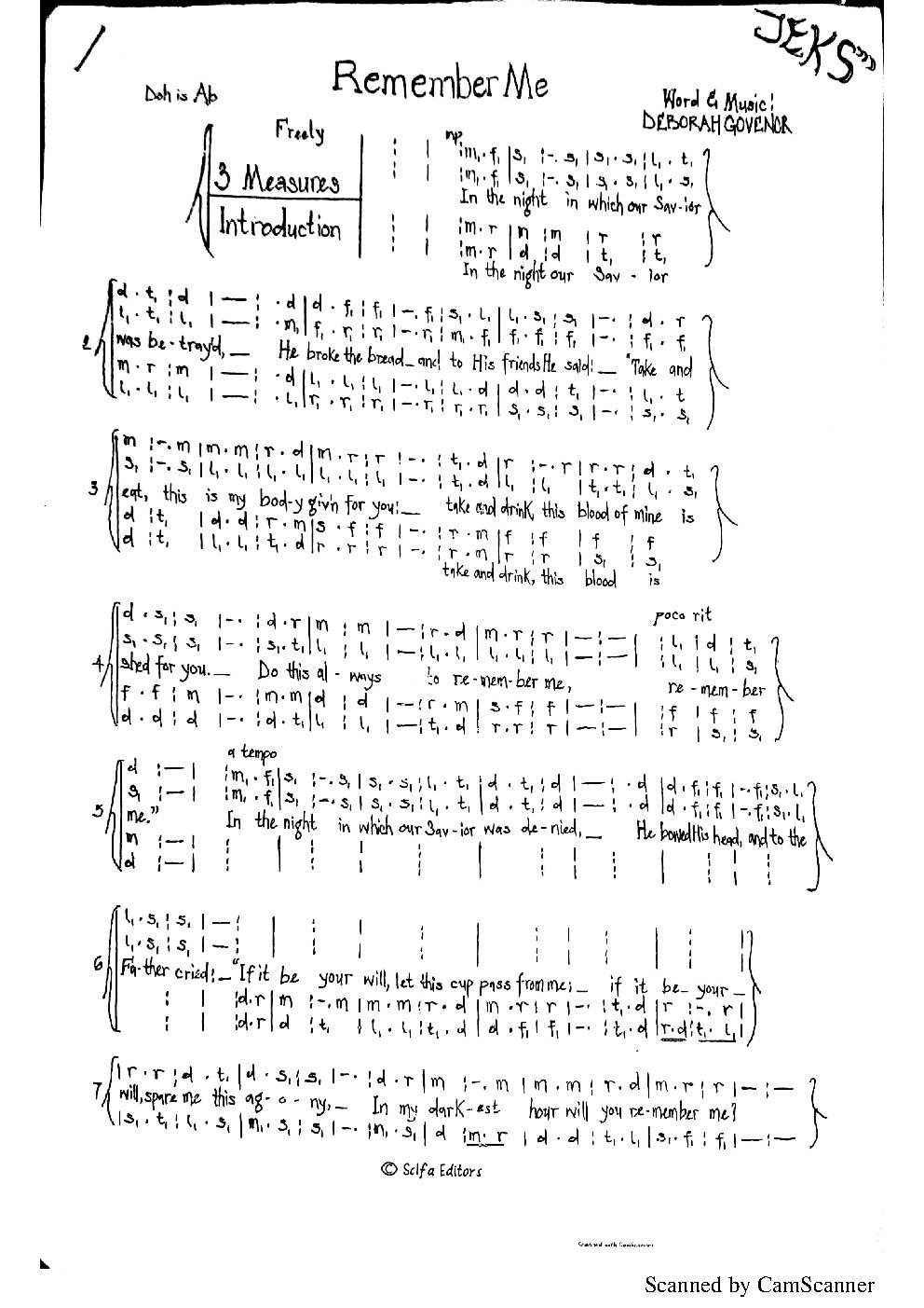 Remember me - Choir Script PDF Thumbnail