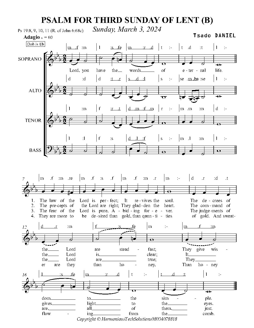 PSALM FOR THIRD SUNDAY OF LENT (B)