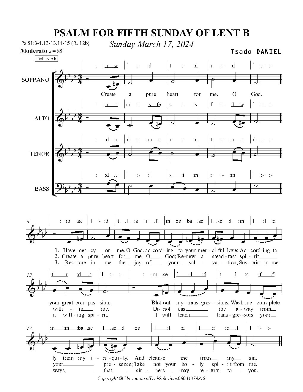 PSALM FOR FIFTH SUNDAY OF LENT B - Choir Script PDF Thumbnail