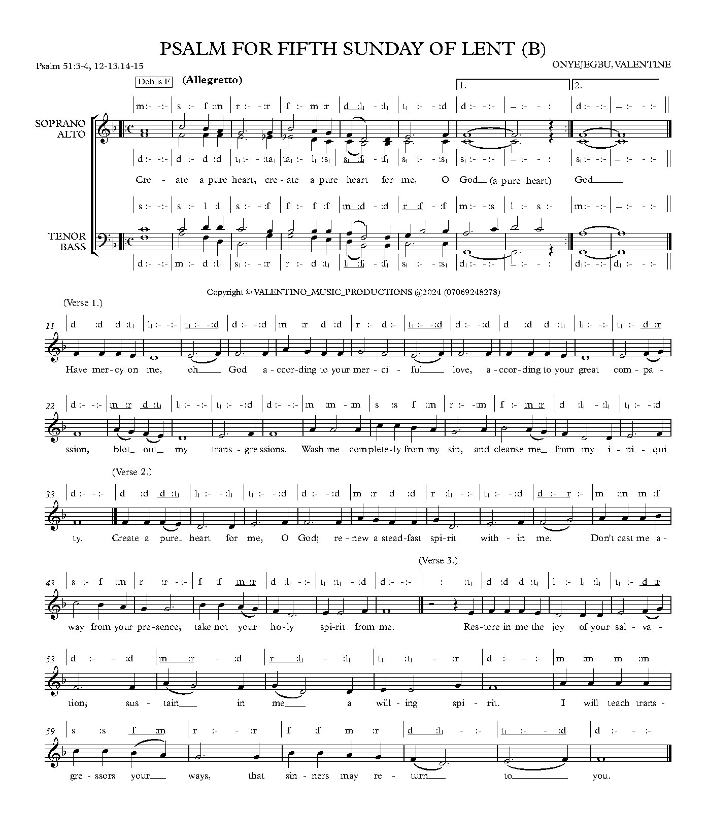 PSALM FOR FIFTH SUNDAY OF LENT (B)