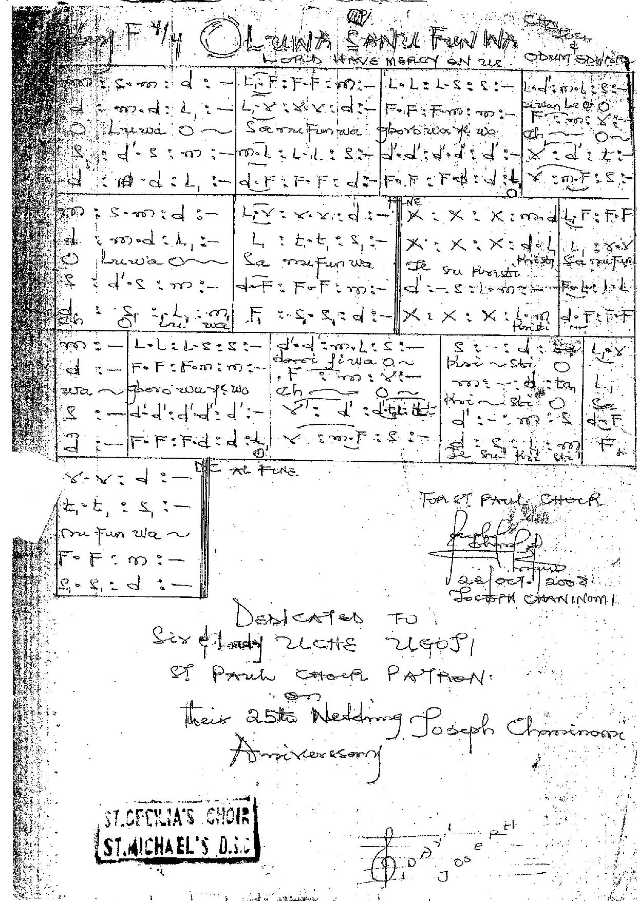 Oluwa Sanu Funwa - Download Choir Script PDF