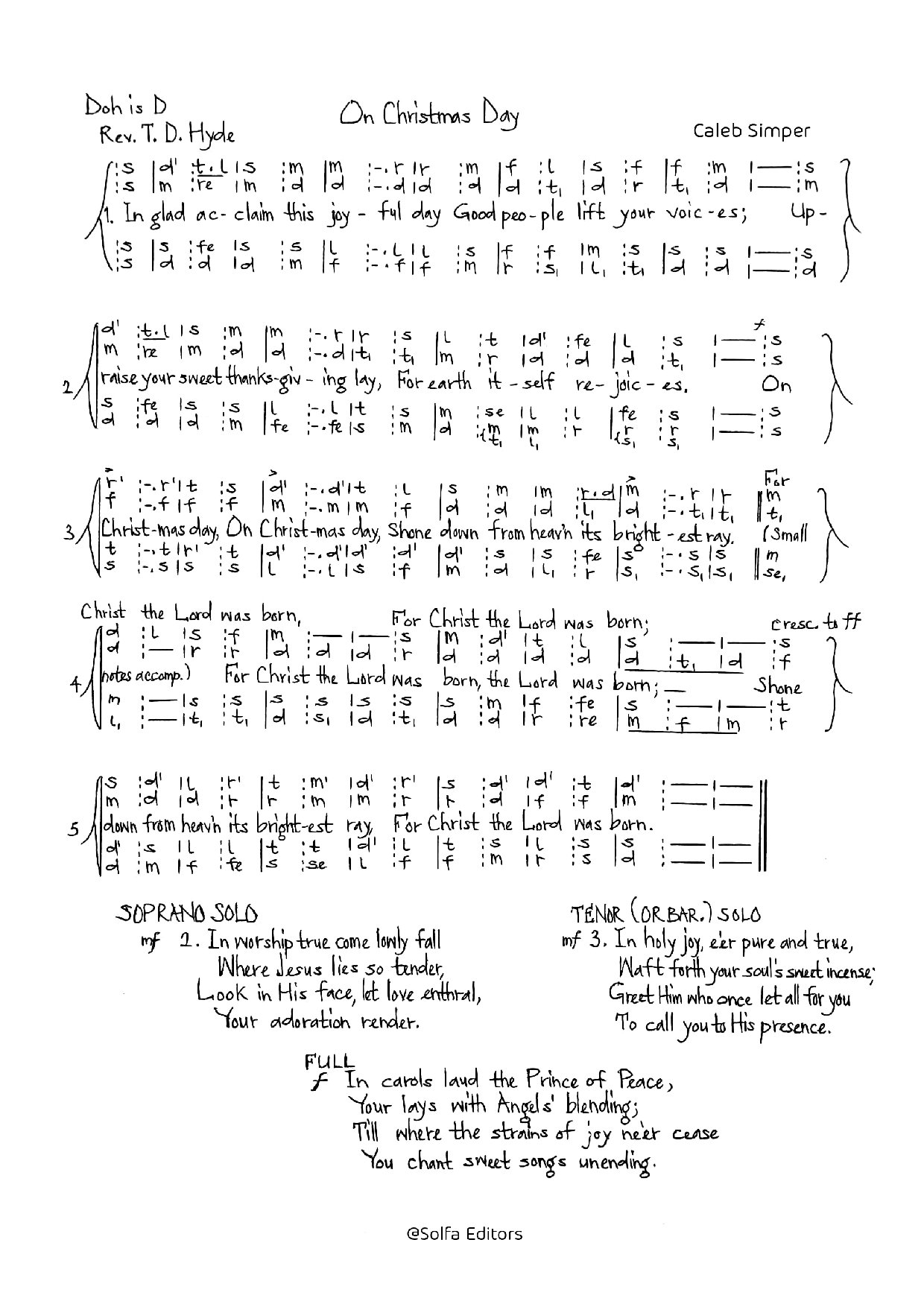 (Christmas) On Christmas Day - Simper - Download Choir Script PDF