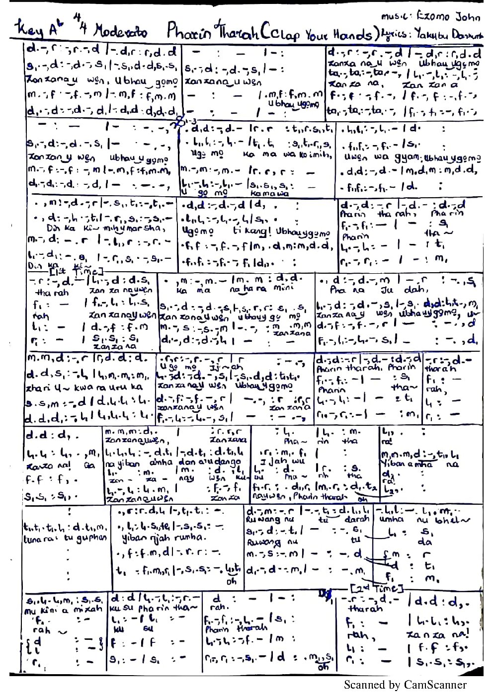 Pharin Tharah (Clap Your Hands) - Choir Script PDF Thumbnail