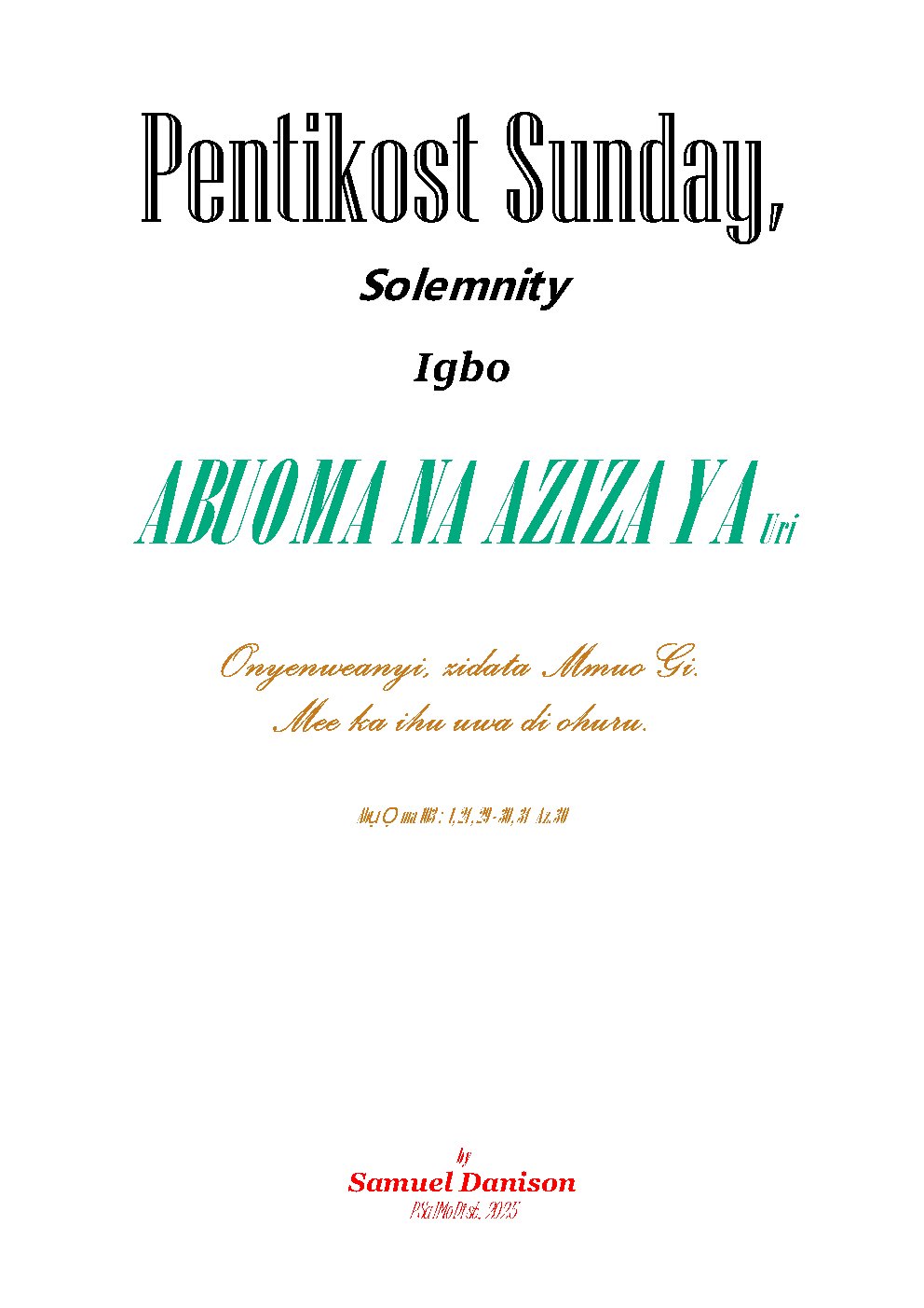 Abụ Ọma Na Azịza Ya (Pentikost Sunday)