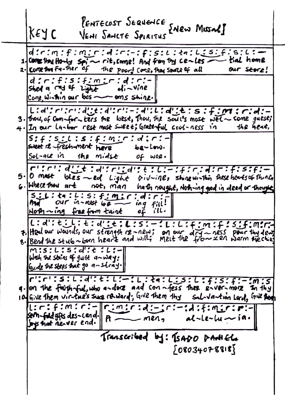 PENTECOST SEQUENCE Veni Sancte Spiritus - Choir Script PDF Thumbnail
