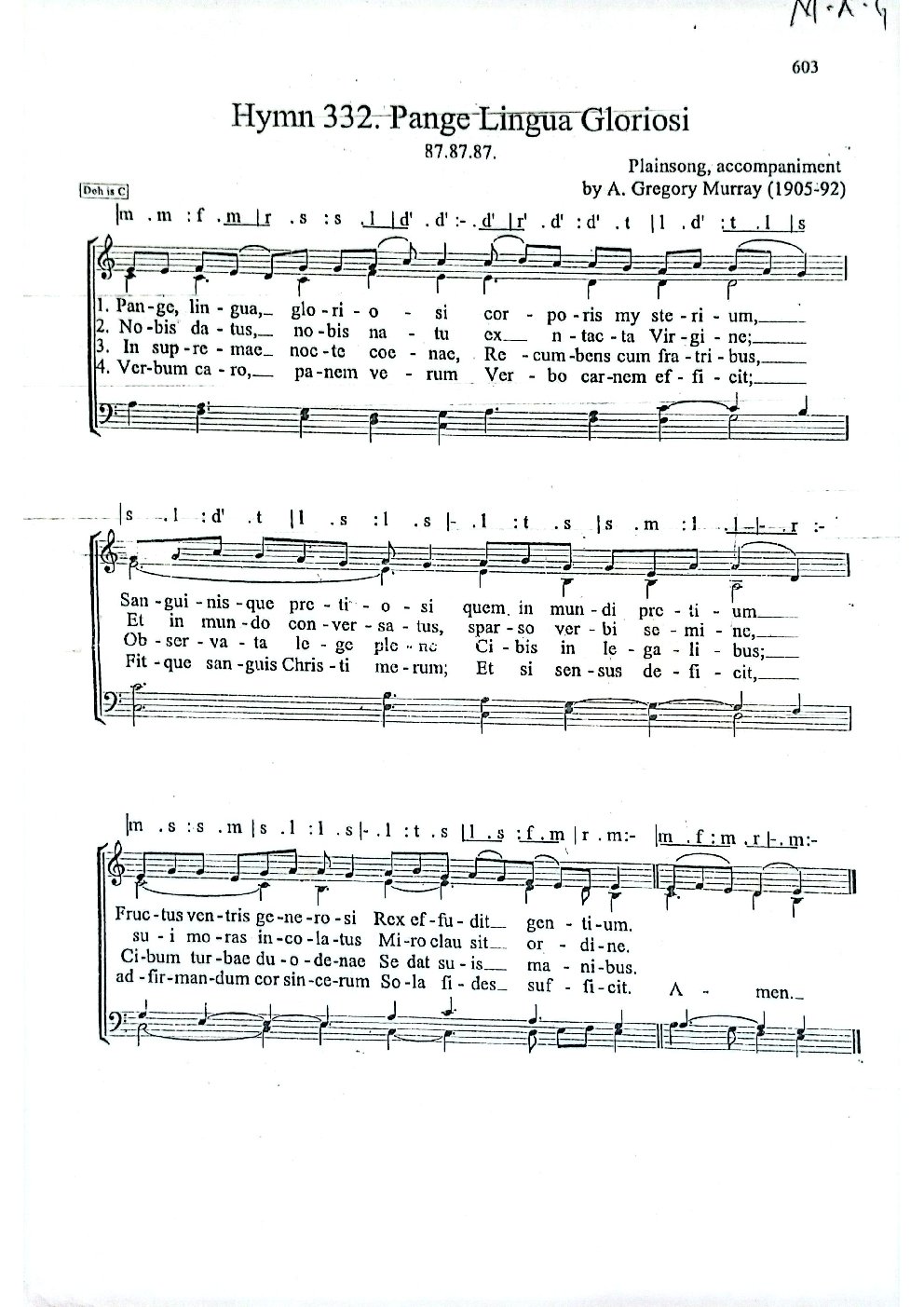 Hymn 332. Pange Lingua Gloriosi