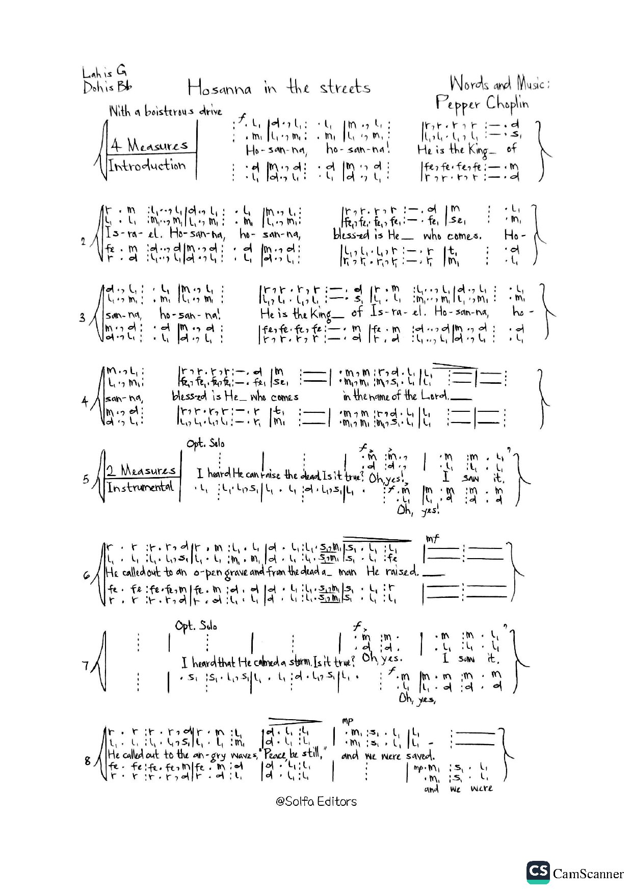 (Christmas) Hosanna In The Streets - Choplin - Download Choir Script PDF
