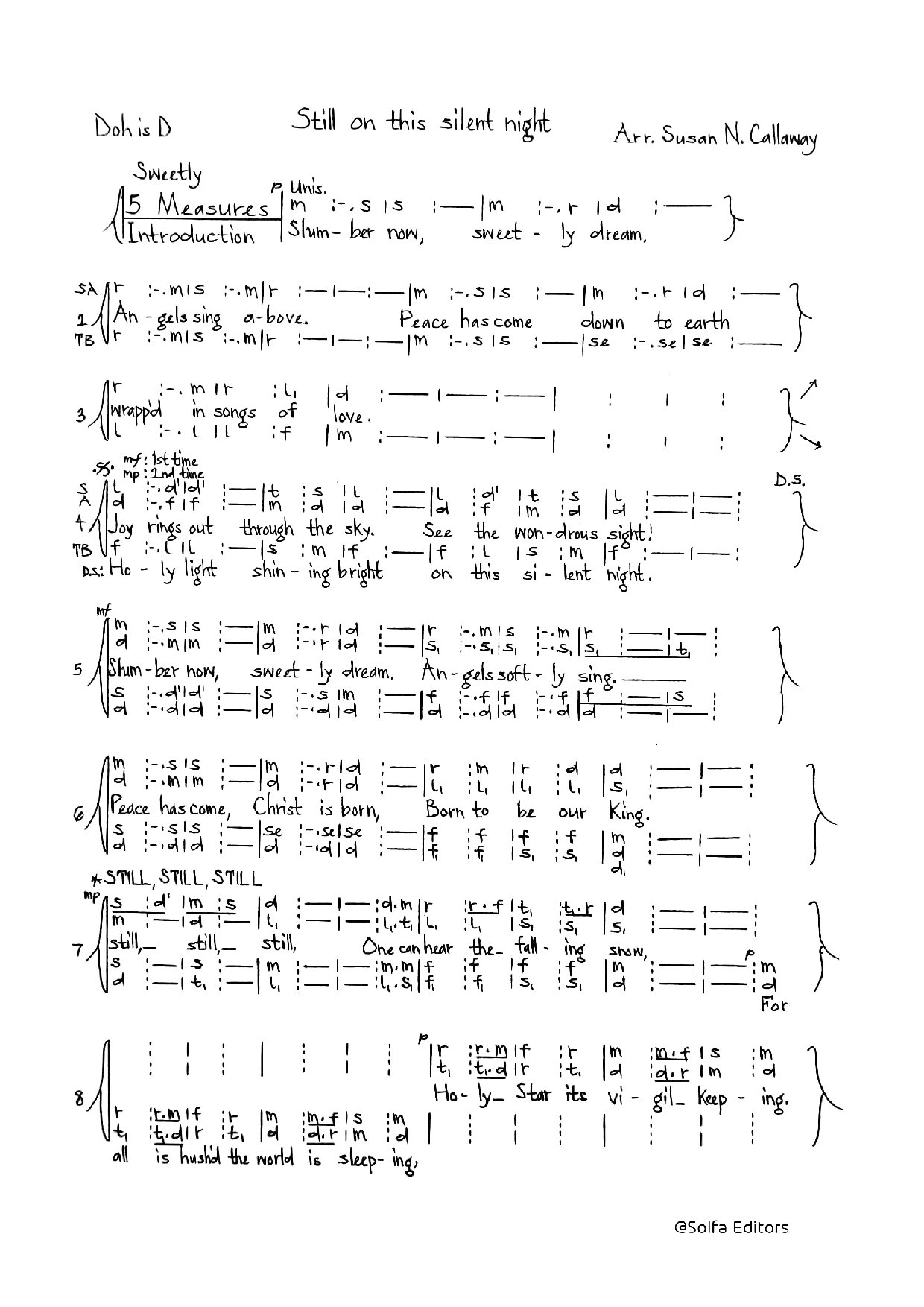 (Christmas) Still On The Silent Night - Susan - Download Choir Script PDF