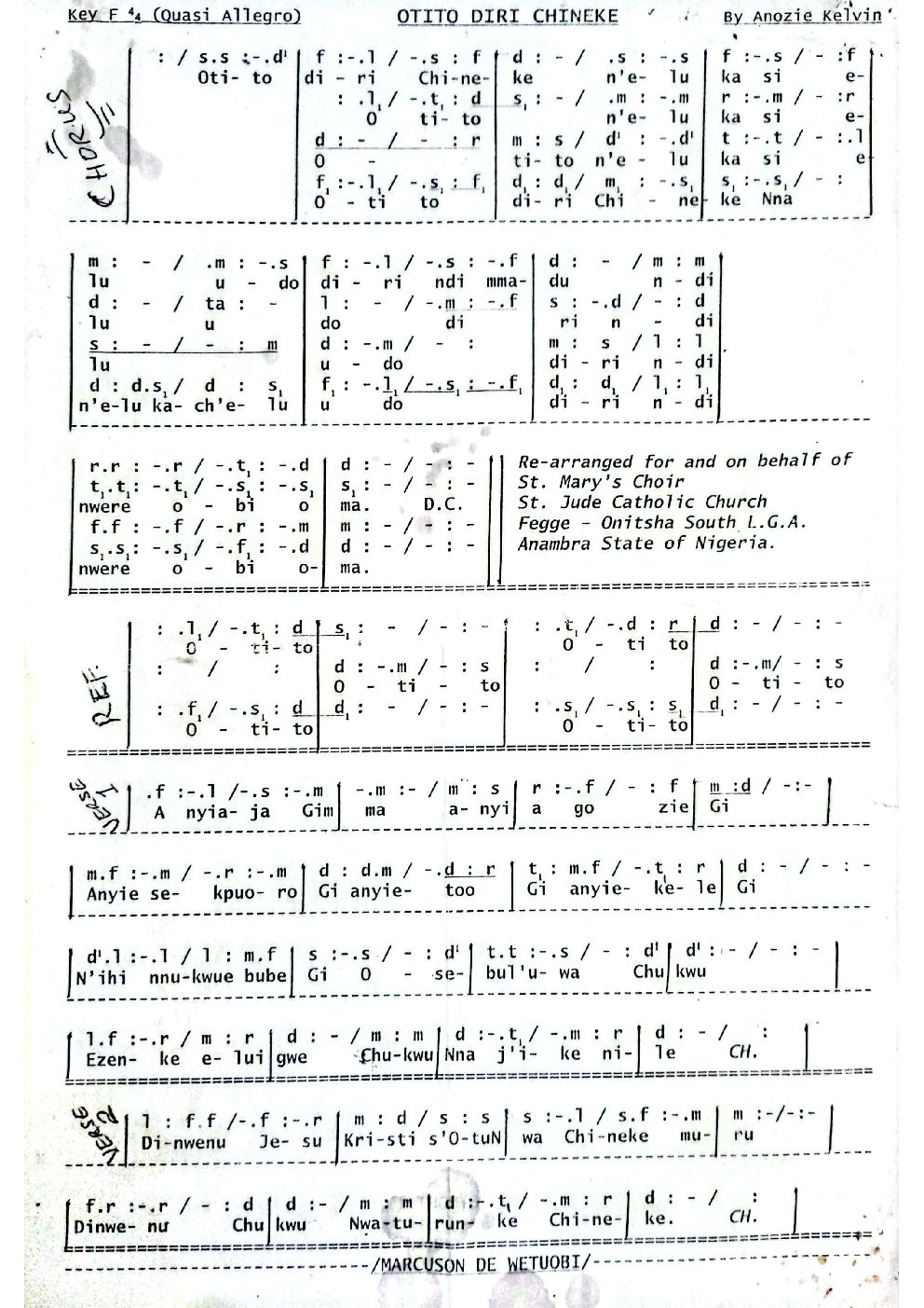 OTITO DIRI CHINEKE - Choir Script PDF Thumbnail