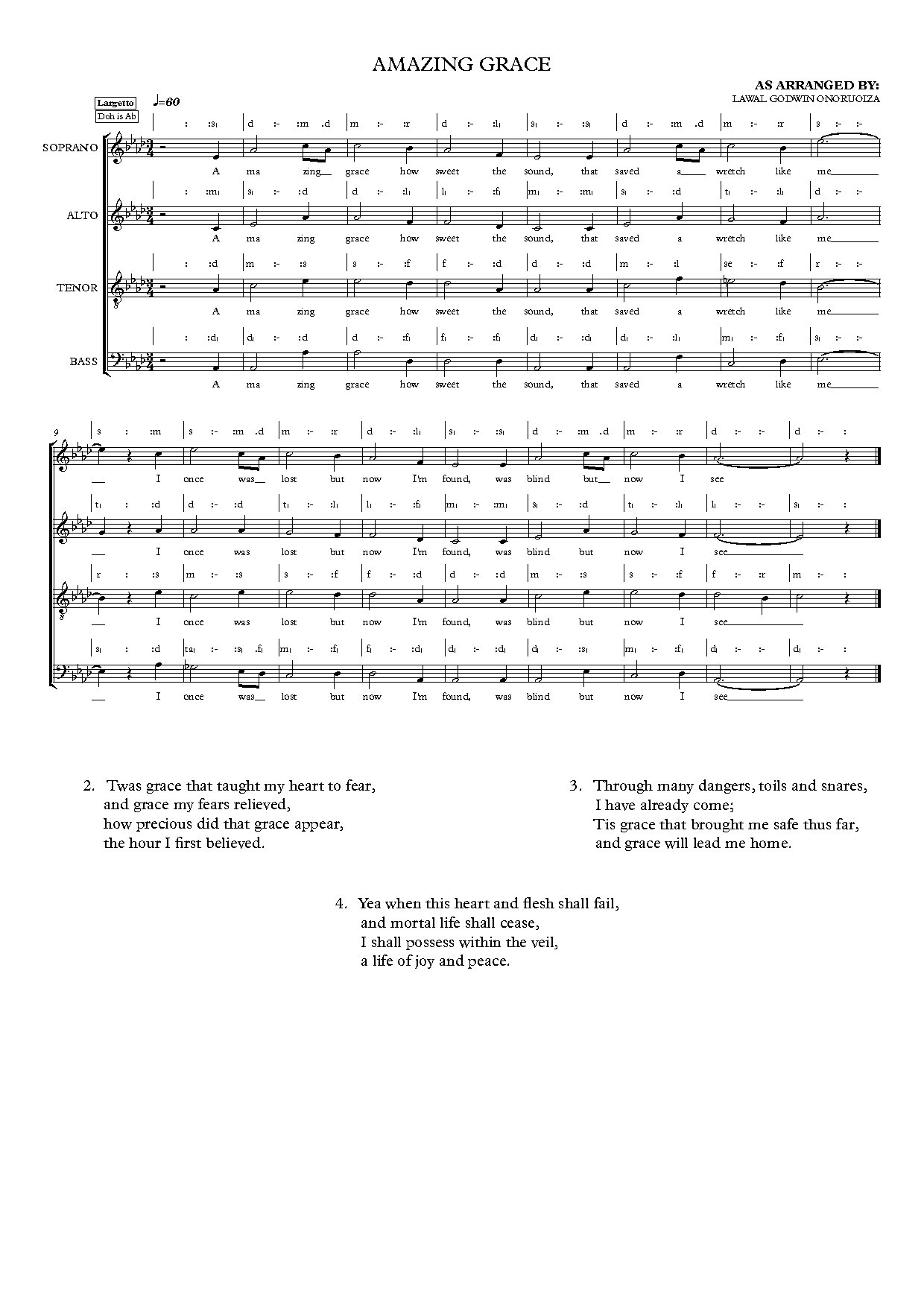 (Com) Amazing Grace Arr By Gee - Download Choir Script PDF