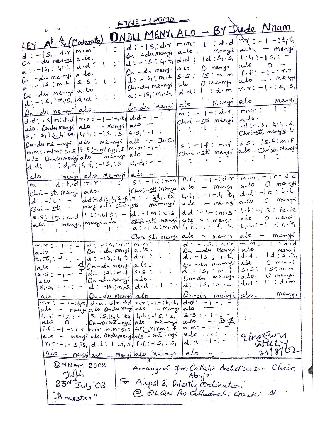 ONDU MENYI ALO