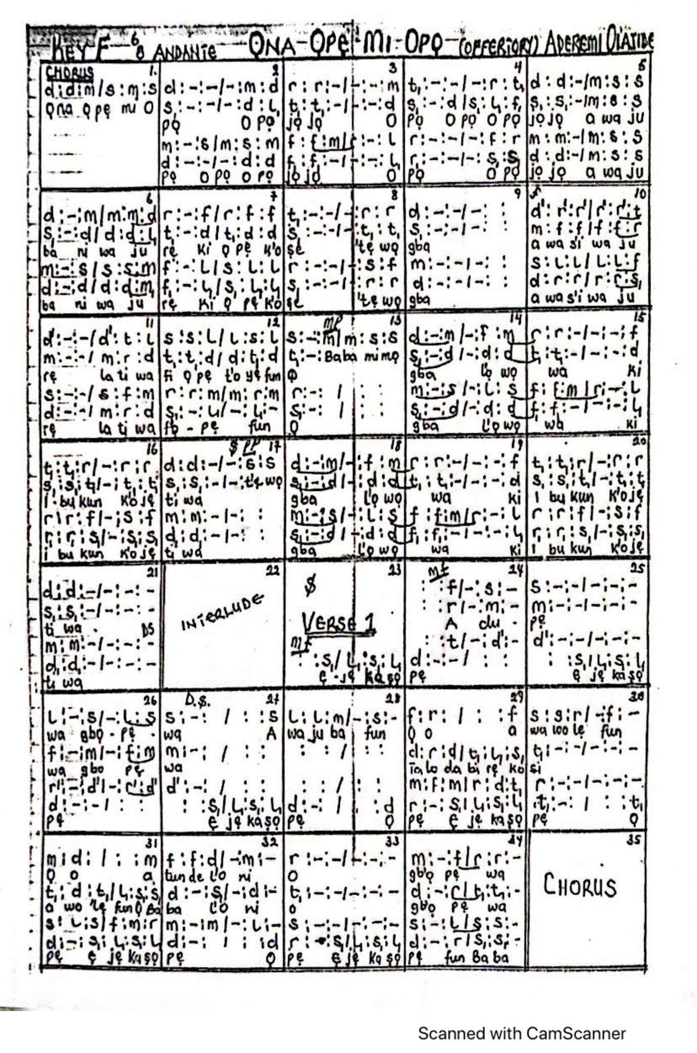 ONA-OPE MI OPO - Choir Script PDF Thumbnail