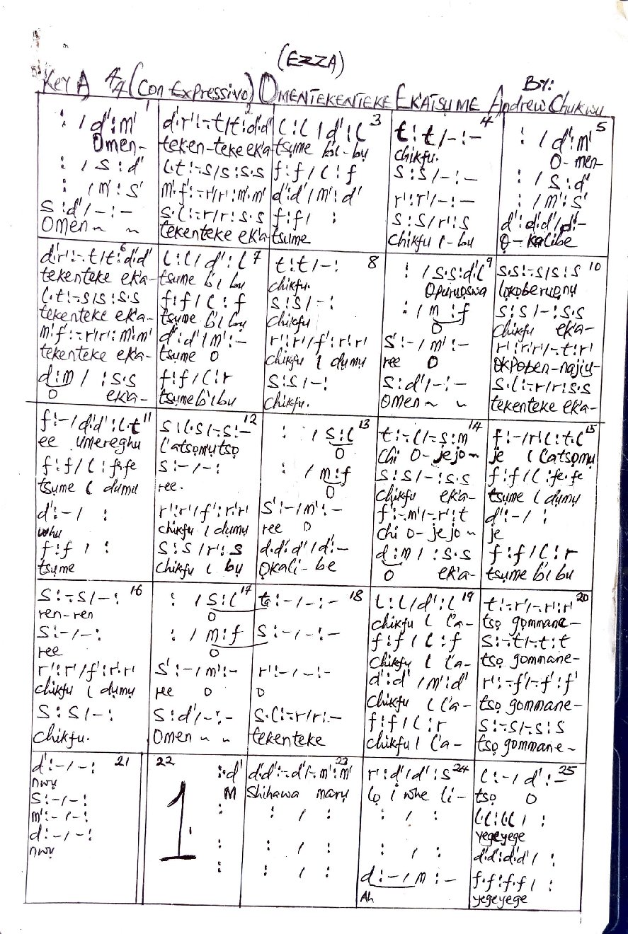 Omentekenteke Ekatsume - Choir Script PDF Thumbnail