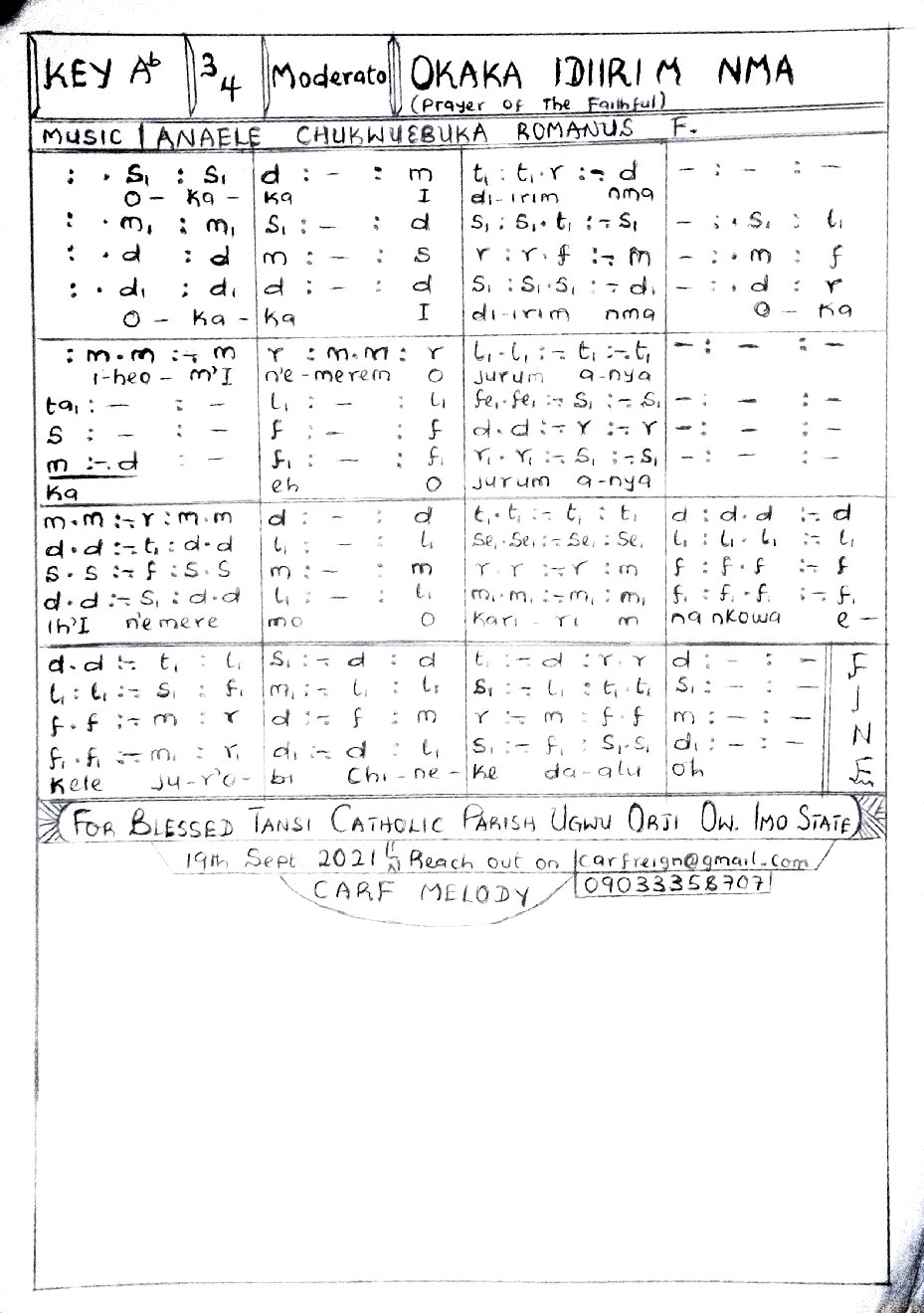 OKAKA IDIIRIM NMA - Choir Script PDF Thumbnail