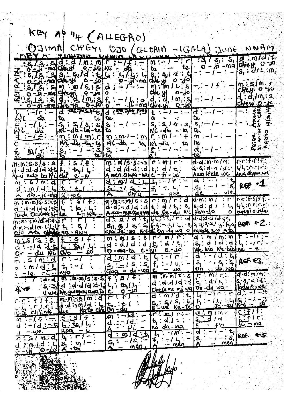 Ojima Cheyi Ojo (Gloria - Igala)