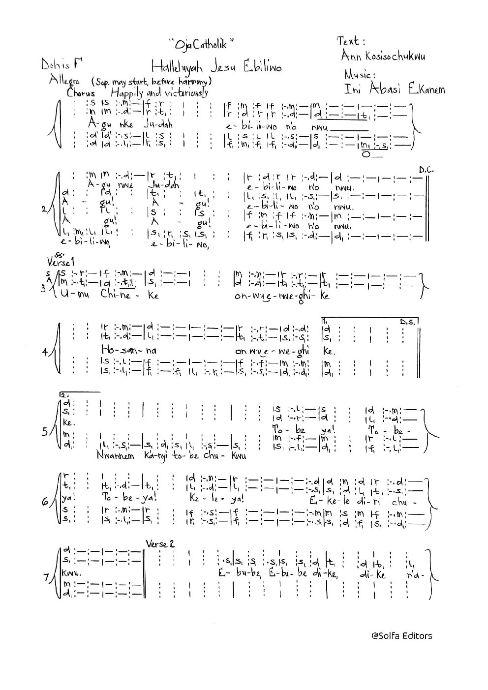 "Oja Catholik" Halleluyah Jesu Ebilino