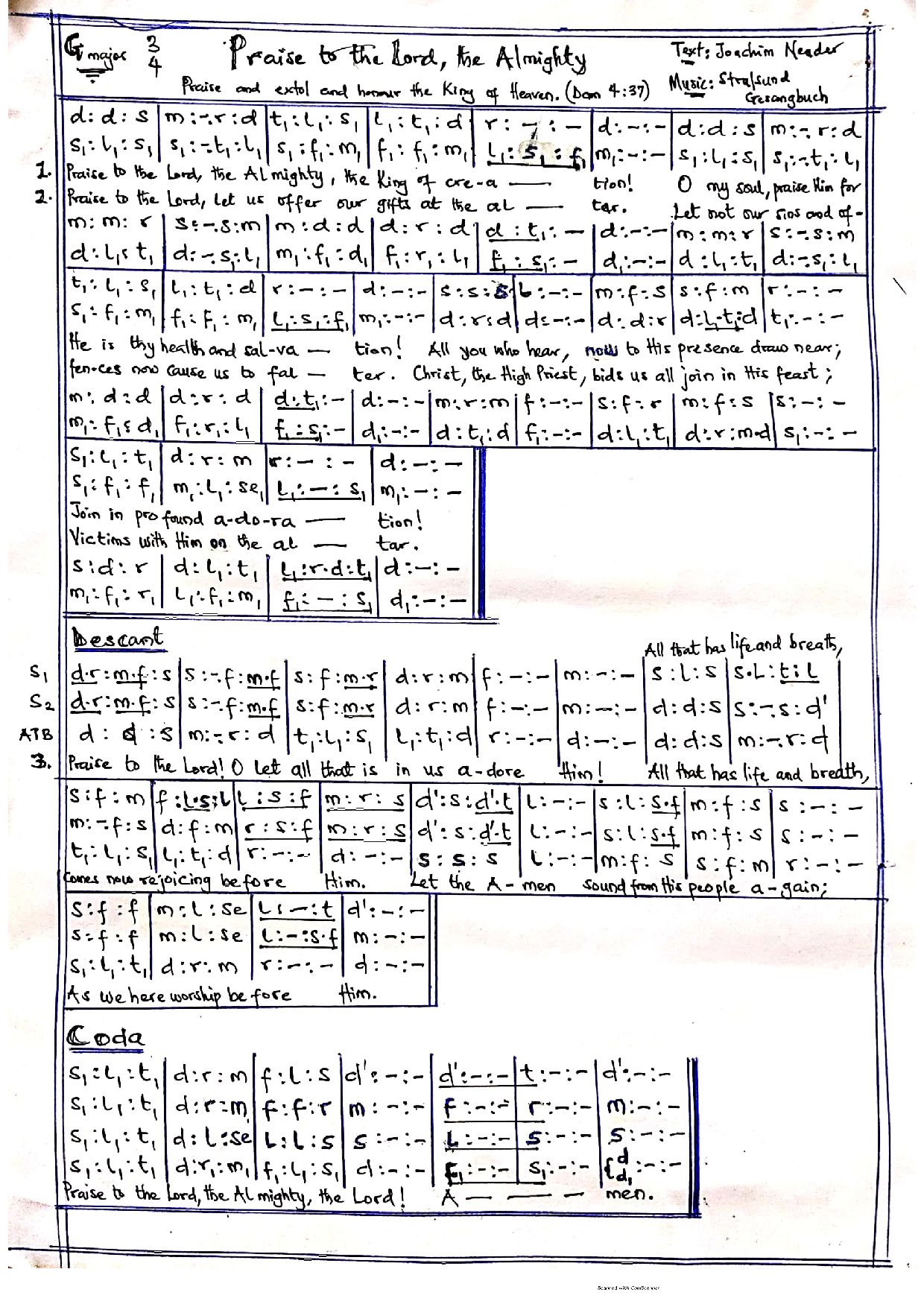 (Com) Praise To The Lord - Download Choir Script PDF