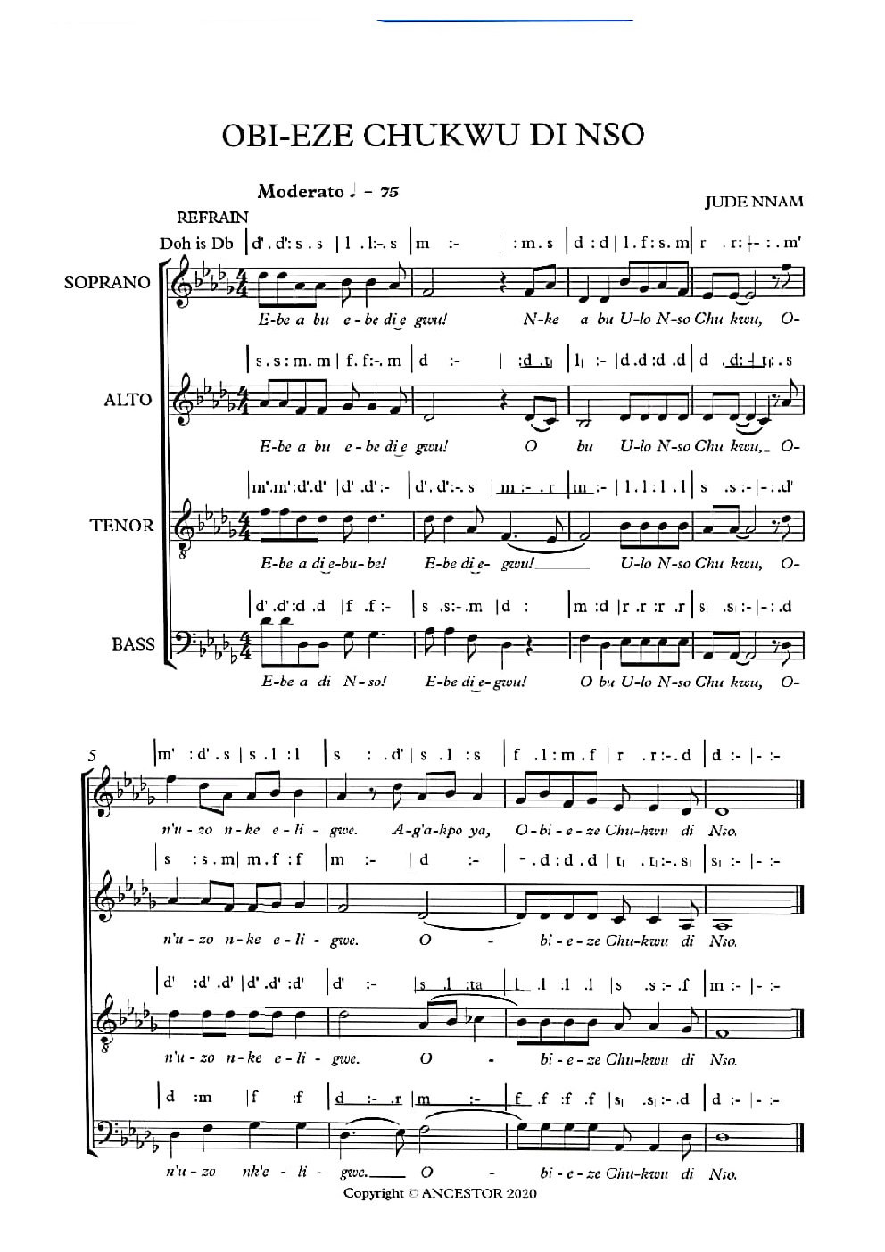 OBI-EZE CHUKWU DI NSO - Choir Script PDF Thumbnail