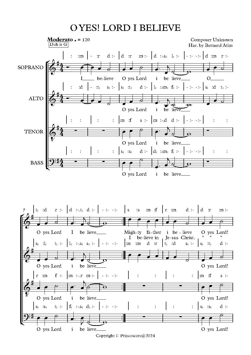 O YES! LORD I BELIEVE - Choir Script PDF Thumbnail