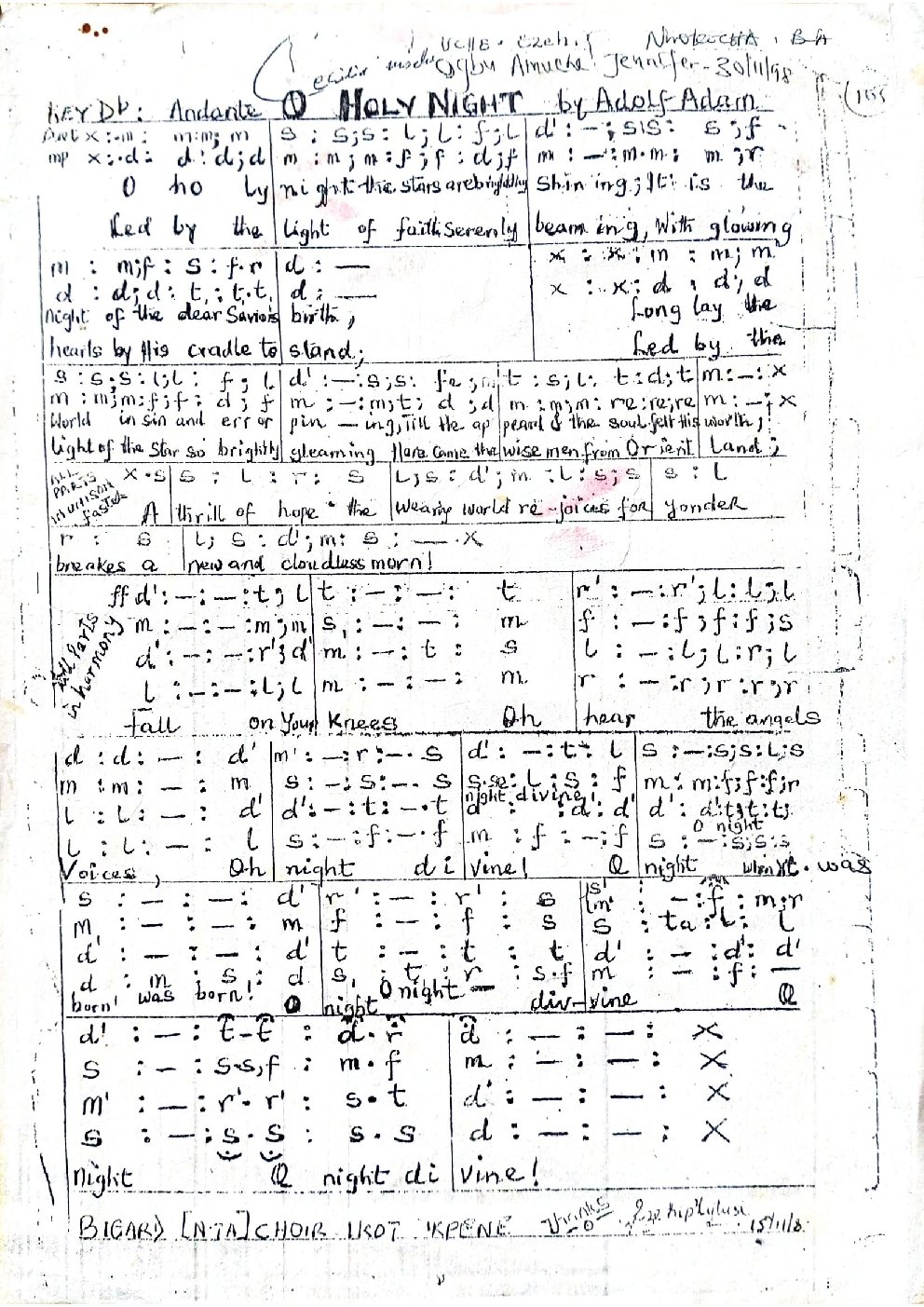 O HOLY NIGHT - Choir Script PDF Thumbnail