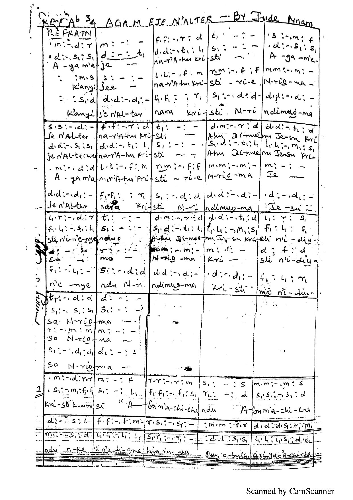 (Com) Agam Eje Na Altar - Jude Nnam 2 - Download Choir Script PDF