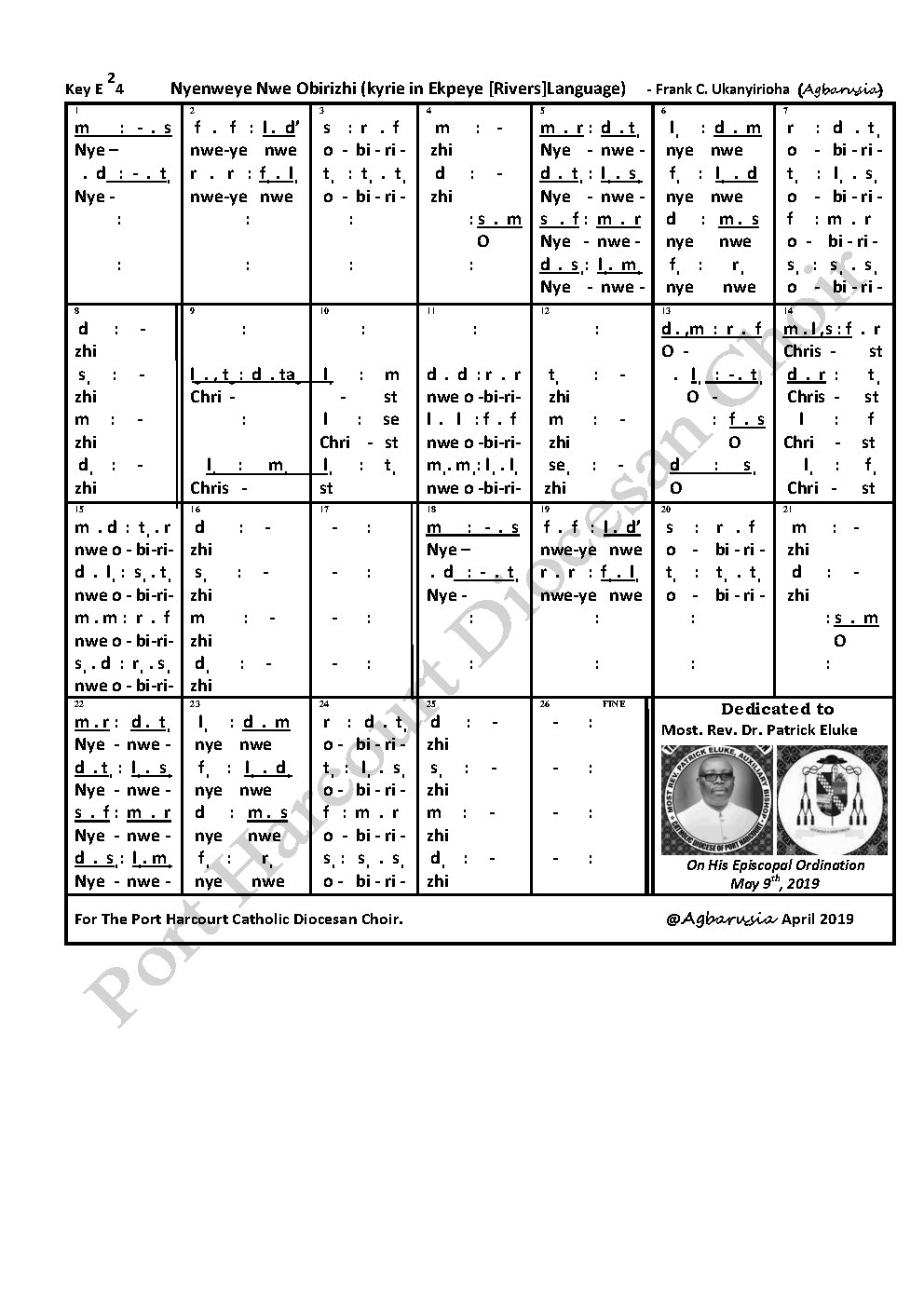 Nyenweye Nwe Obirizhi (kyrie in Ekpeye [Rivers]Language)