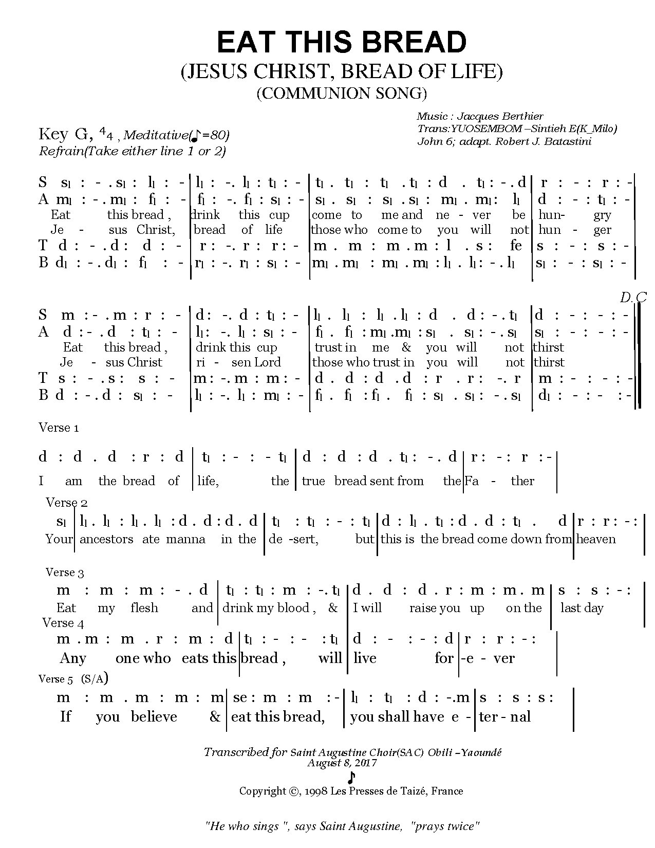 (Com) Eat This Bread. - Download Choir Script PDF