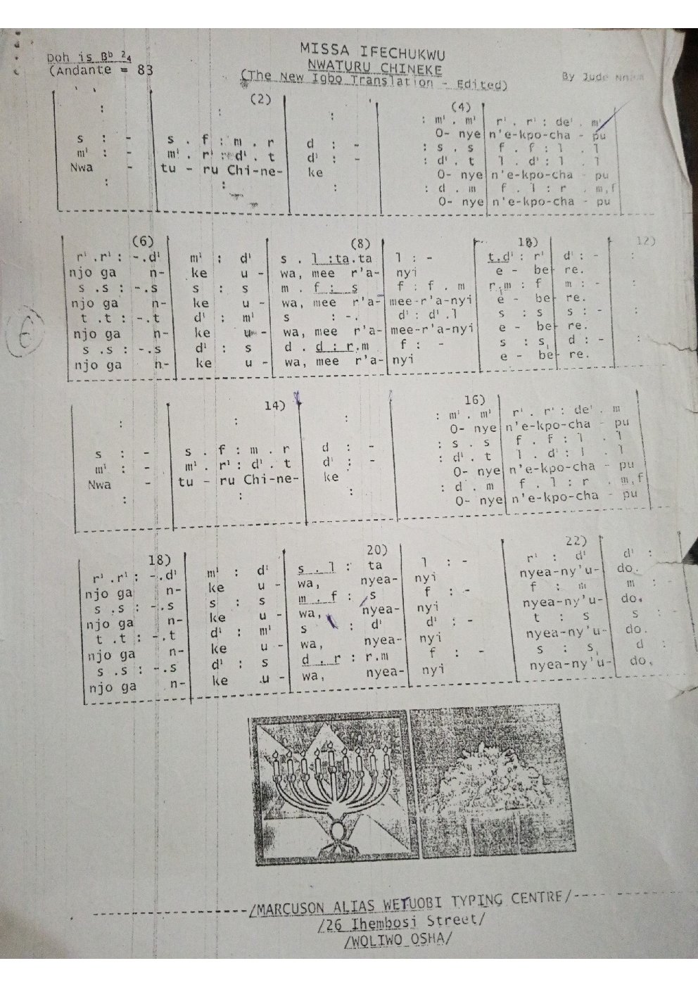 Missa Ifechukwu - Nwaturu Chineke - Choir Script PDF Thumbnail
