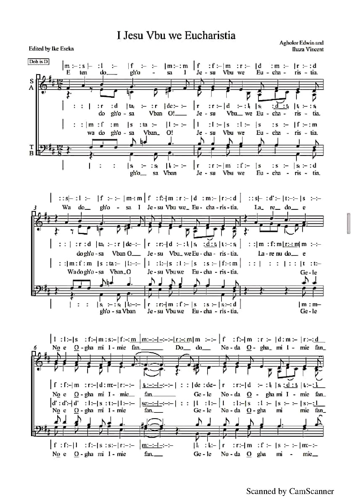 (Com) I Jesu Vbu We Eucharistia - Download Choir Script PDF