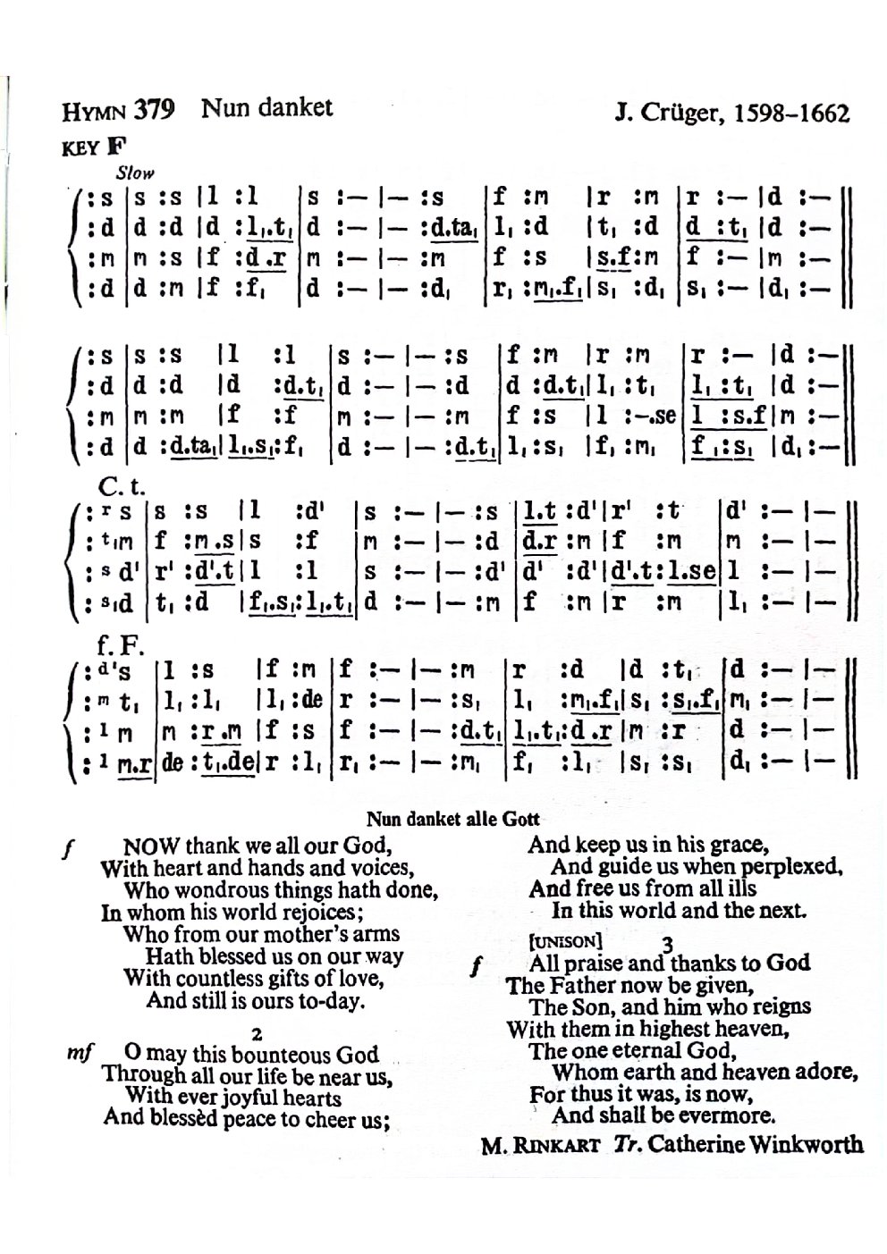Hymn 379 Nun danket