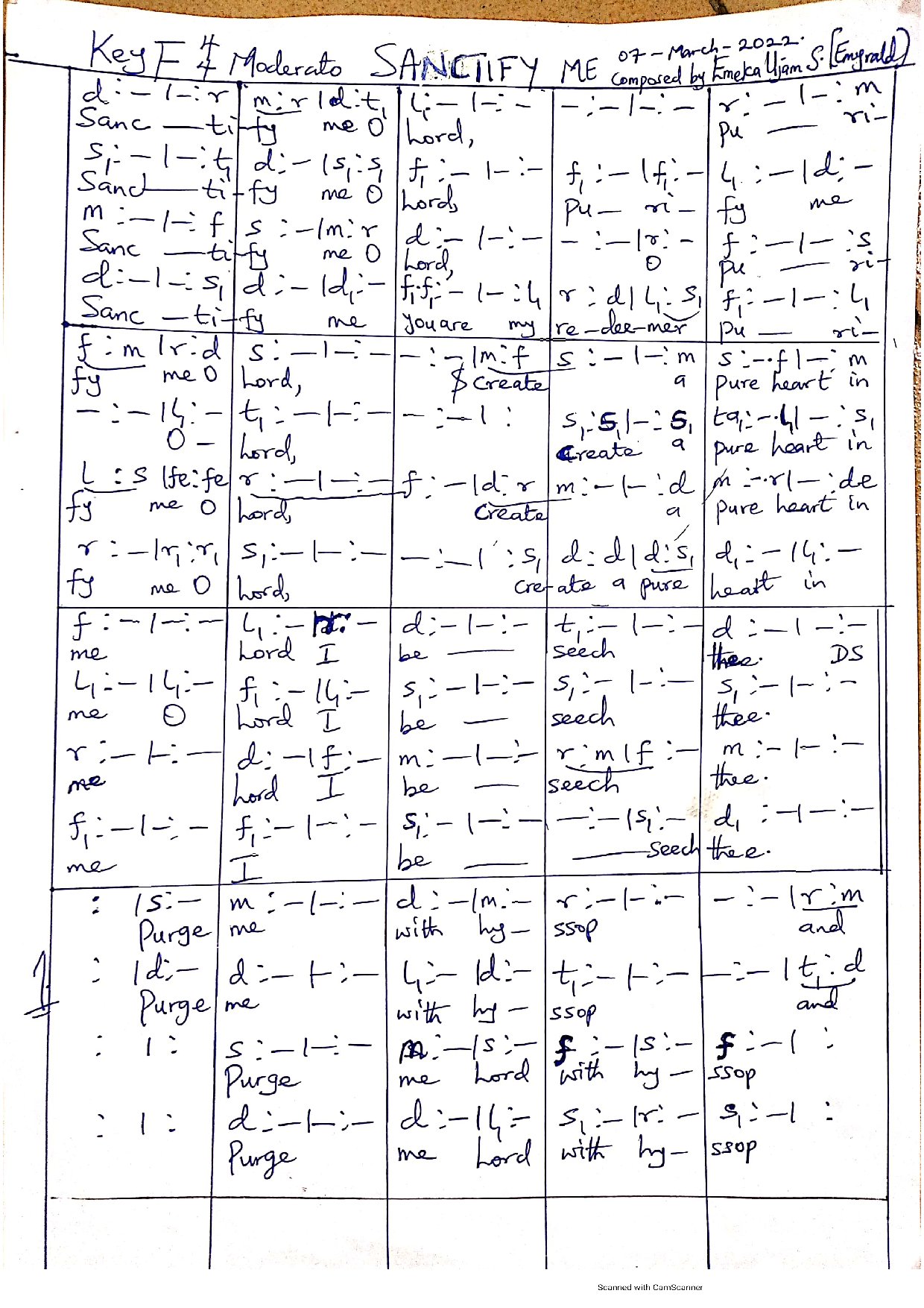 (Com) Sanctify Me - Emeka Ujam - Download Choir Script PDF