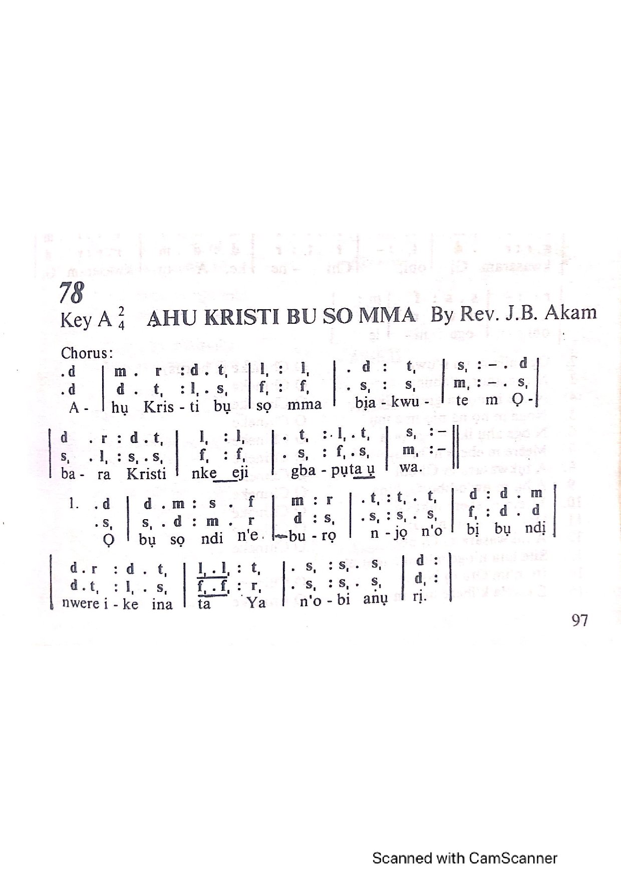 (Com) Ahu Kristi Bu So Mma - Rev. J. B. Akam - Download Choir Script PDF