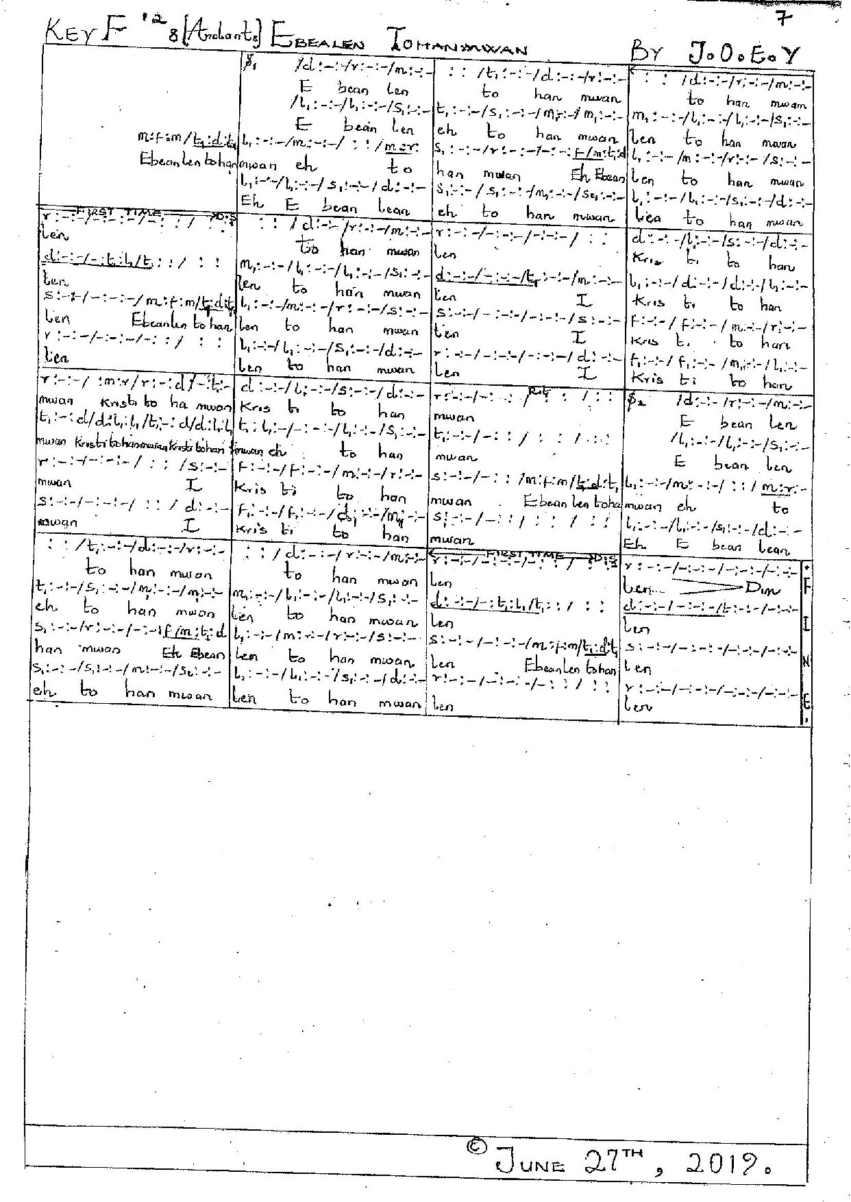 Ebeanlen Tohanmwan 2 - Download Choir Script PDF