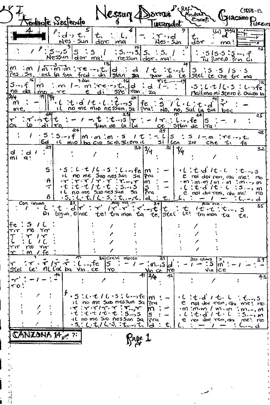 Nessun Dorma - Choir Script PDF Thumbnail