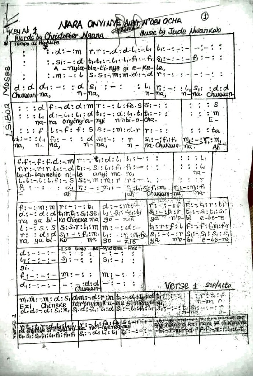 NARA ONYINYE ANYI N'OBI OCHA - Choir Script PDF Thumbnail
