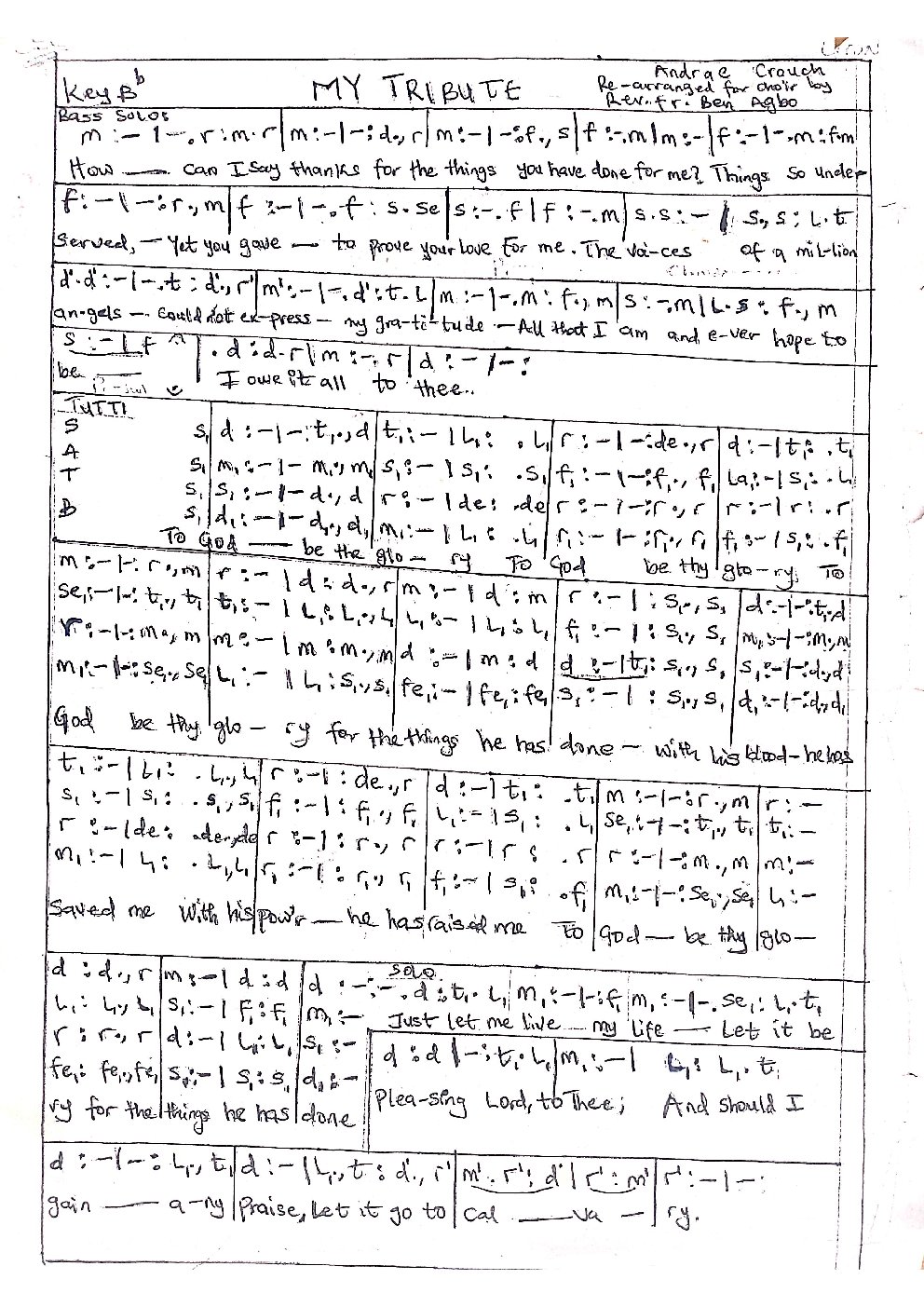 My Tribute - Choir Script PDF Thumbnail