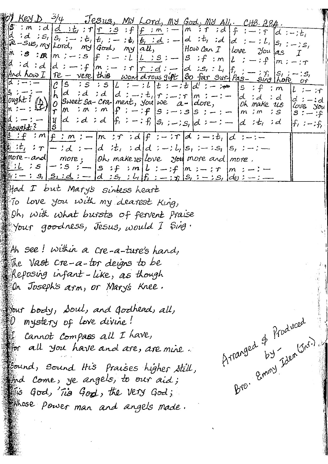 (Communion) Jesus My Lord, My God, My All-chb 284 - Download Choir Script PDF