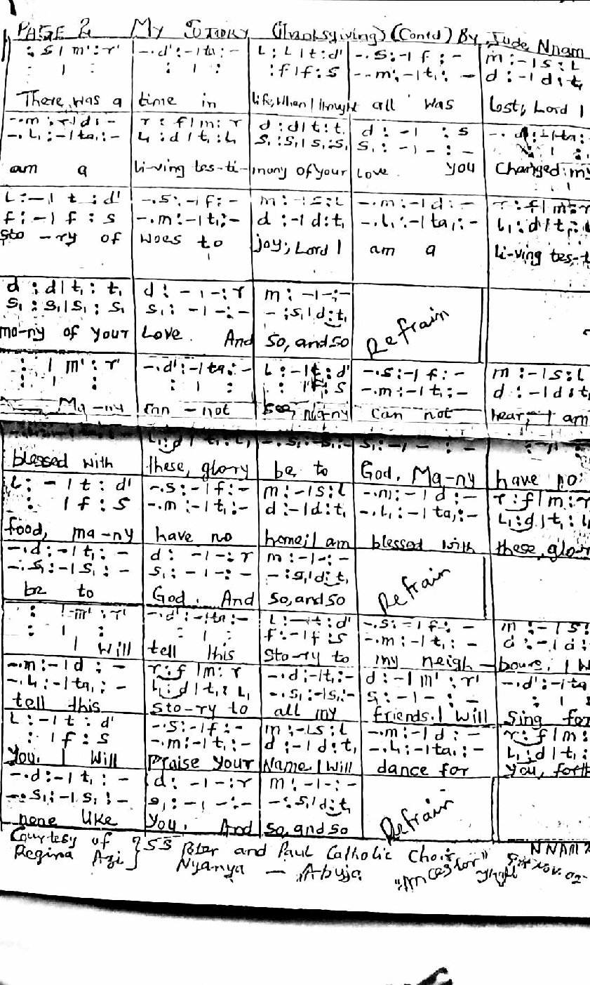 My Story (Thanksgiving) - Choir Script PDF Thumbnail
