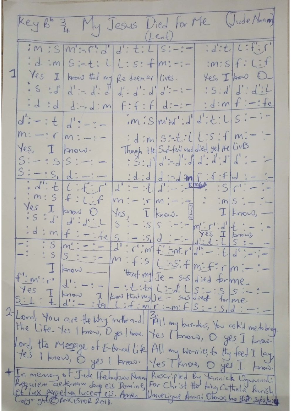 My Jesus Died For Me (Lent) - Choir Script PDF Thumbnail